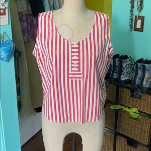Casual striped sleeveless 100% cotton tank.